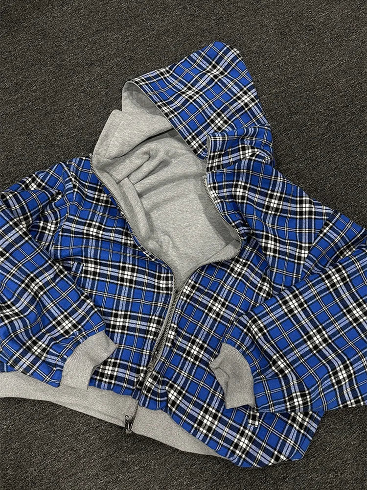 Cozy Plaid Zip-Up Hoodie Comfort