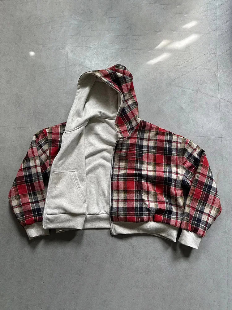 Cozy Plaid Zip-Up Hoodie Comfort