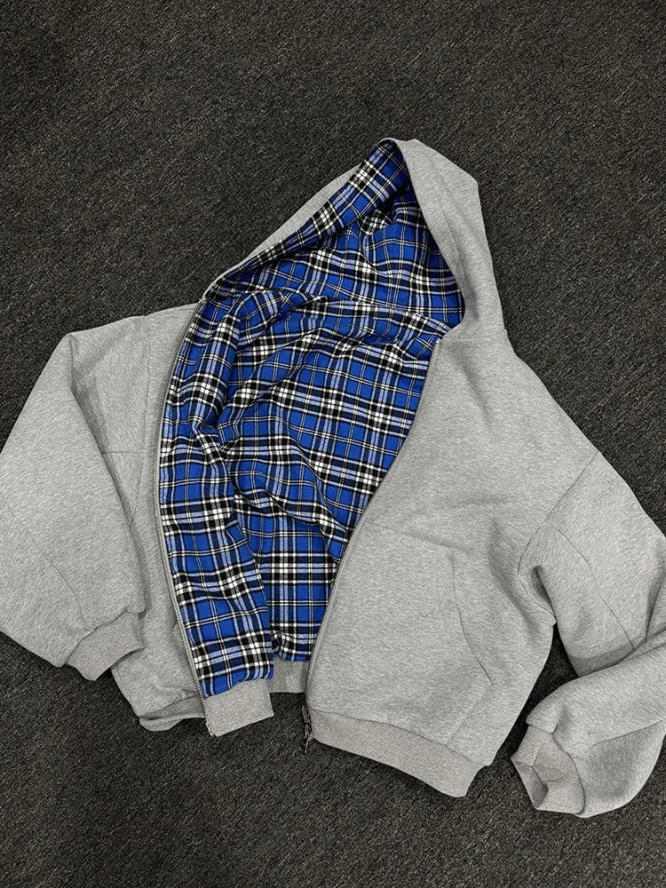 Cozy Plaid Zip-Up Hoodie Comfort