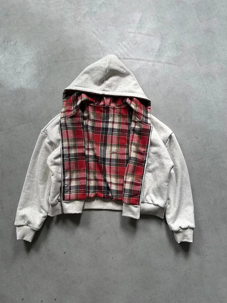 Cozy Plaid Zip-Up Hoodie Comfort